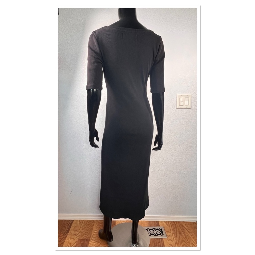 FP Beach Free People Avery Midi Dress Classic Black Scoop Neck Sz M Cotton - Picture 6 of 8